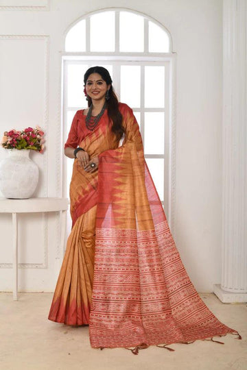 Linen saree in yellow, dazzling party wear