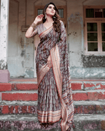Majesty Brown Colored Jacquard Silk Saree - Ibis Fab