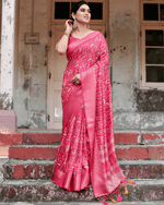 Majesty Pink Color Jacquard Silk Saree - Ibis Fab
