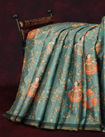 Majesty Sea Green Colored Cotton Linen Designer Printed Saree - Ibis Fab