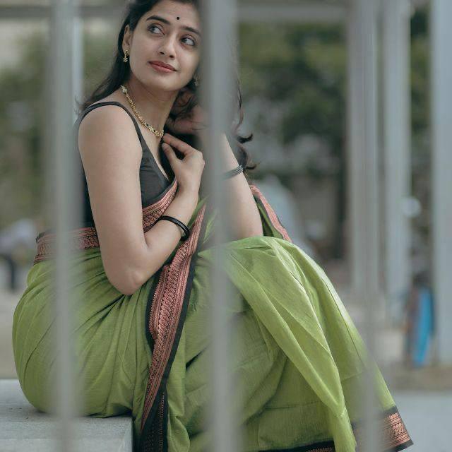 Mint Green & Black Banarasi Soft Silk Saree With Zari Weaving Work