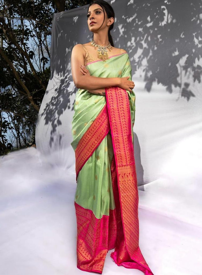 Mint Green Cotton Silk Ilkal Saree