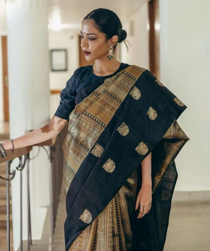 Ornate Black Soft Silk Saree