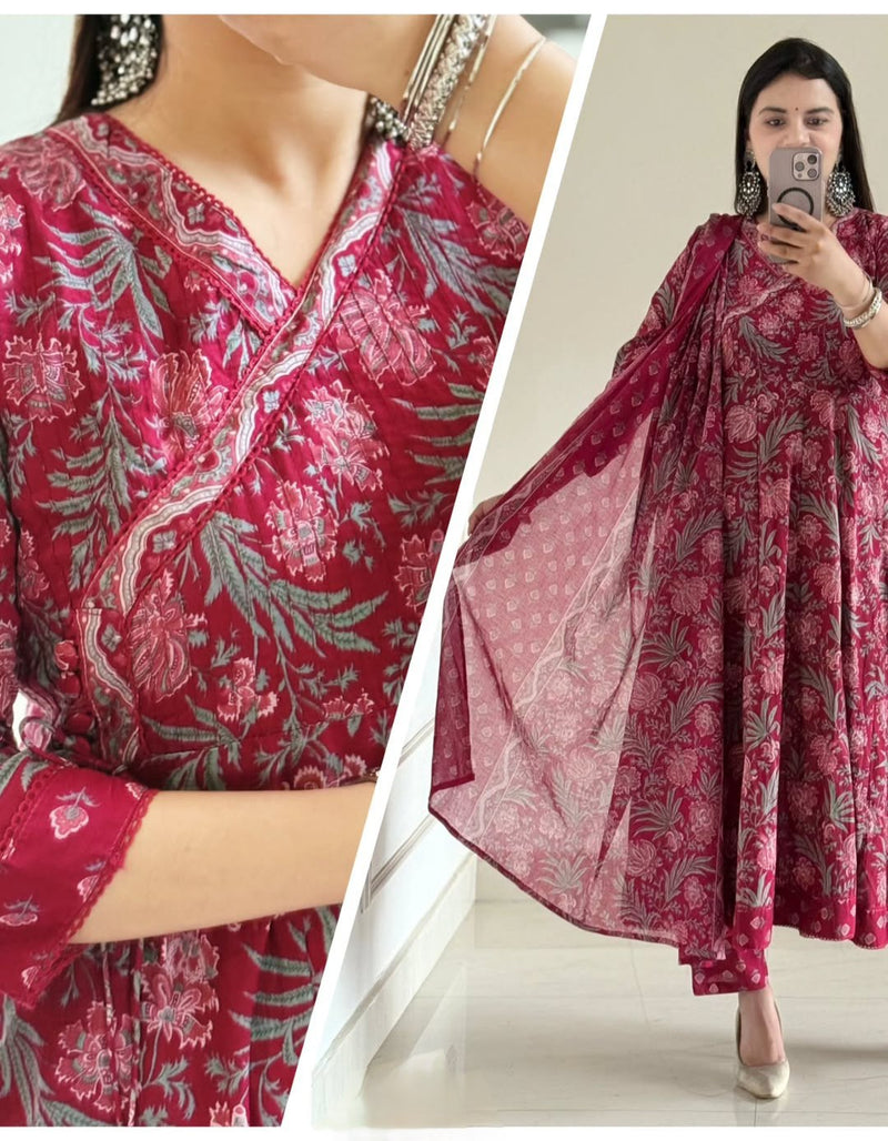 Pure Cotton Anarkali Suit Set with Graceful Silhouette