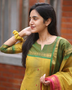 Mustard Pure Kanchi Cotton Suit Set with Jacquard Dupatta