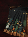 Pleasant Dark Green Colored Cotton Linen Designer Printed Saree
