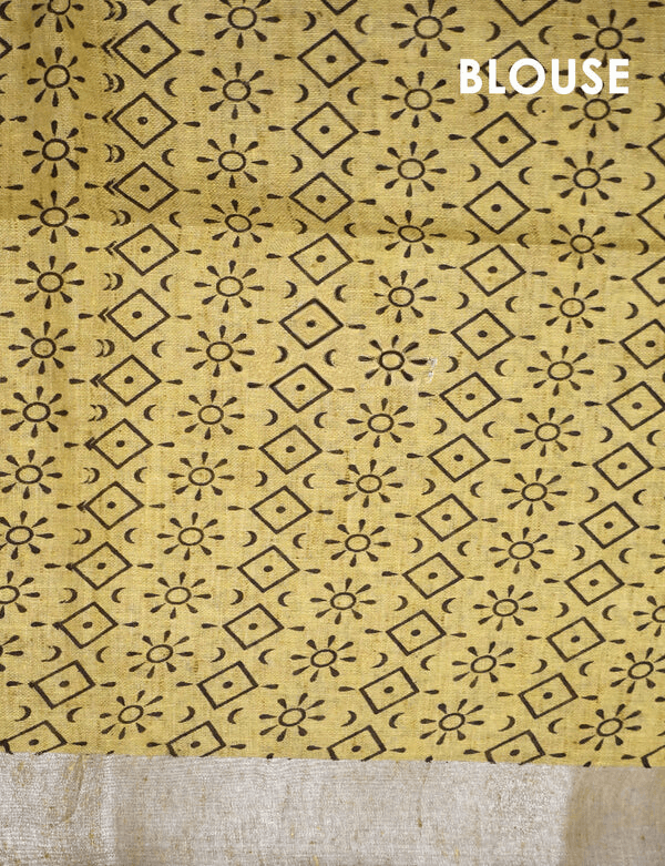 Prominent Yellow Colored Cotton Linen Designer Printed Saree