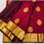 Pure jacquard Silk Dark Red Colour beautiful Sarees Wedding Wear - Ibis Fab