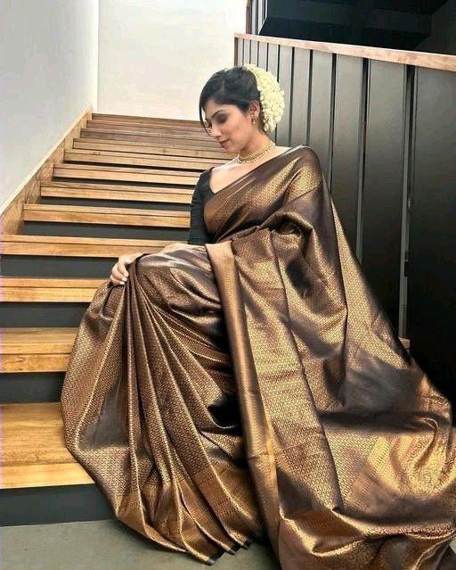 Pure jacquard Silk Sarees Black Colour, Festival Wear