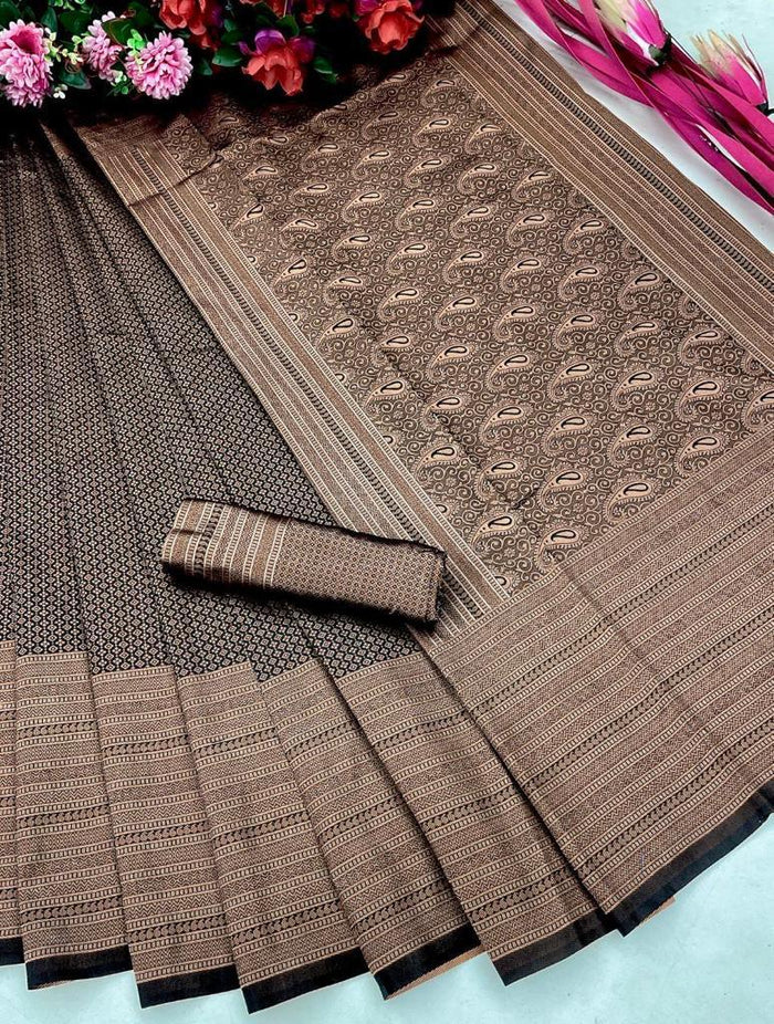 Pure jacquard Silk Sarees Black Colour, Festival Wear