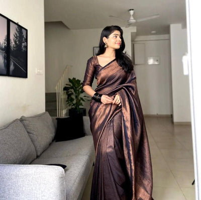 Pure jacquard Silk Sarees Black Colour, Festival Wear - Ibis Fab
