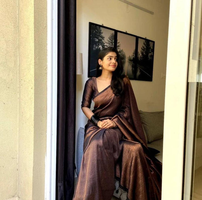 Pure jacquard Silk Sarees Black Colour, Festival Wear