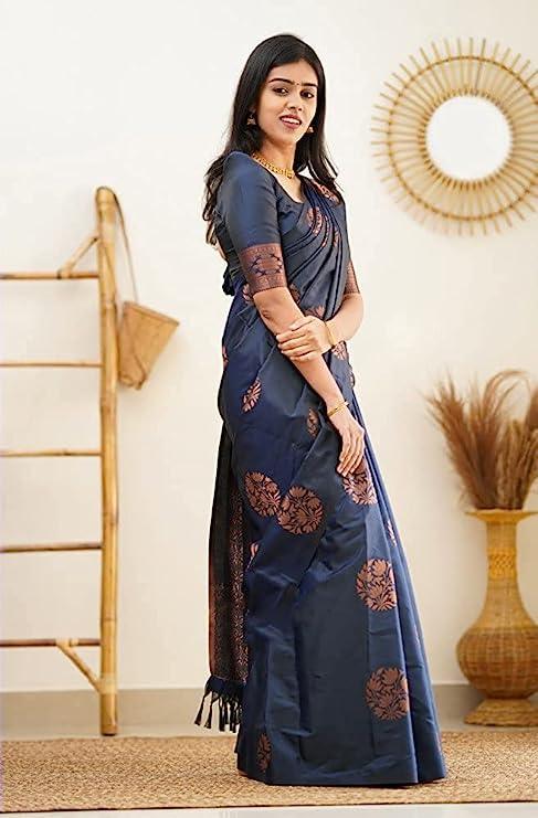 Pure jacquard Silk Sarees Blue Colour, Casual wear