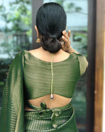 Pure jacquard Silk Sarees Green Colour, Festival Wear - Ibis Fab