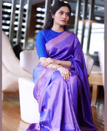 Pure jacquard Silk Sarees Royal Blue Colour, Festival Wear - Ibis Fab
