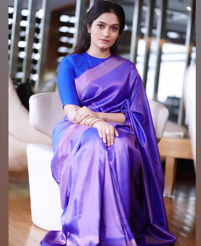 Pure jacquard Silk Sarees Royal Blue Colour, Festival Wear