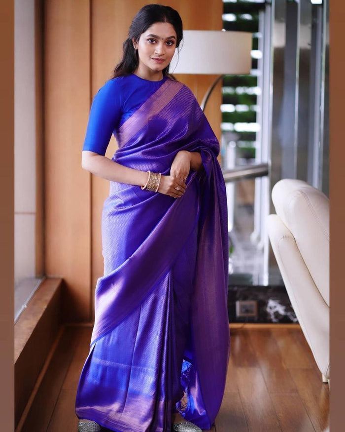 Pure jacquard Silk Sarees Royal Blue Colour, Festival Wear