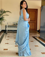 Pure jacquard Silk Sarees Sky Blue Colour, Party Wear - Ibis Fab