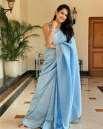 Pure jacquard Silk Sarees Sky Blue Colour, Party Wear - Ibis Fab