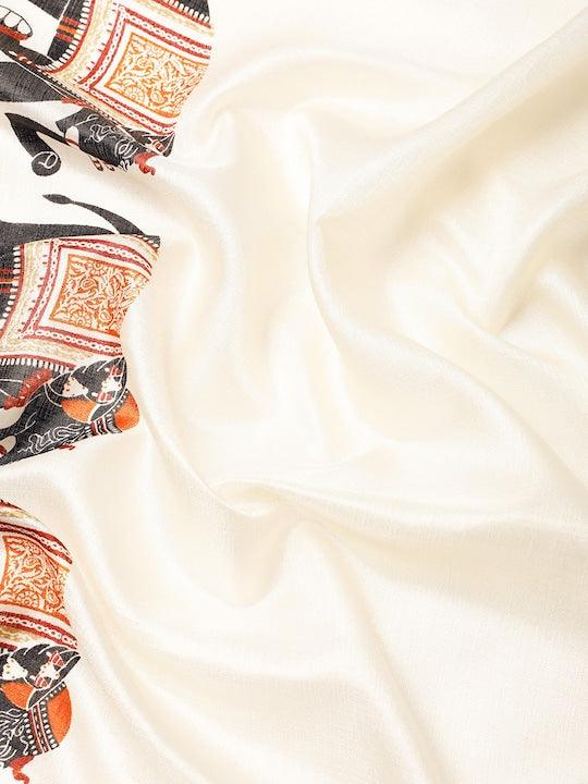 Pure linen saree in White, festive wear