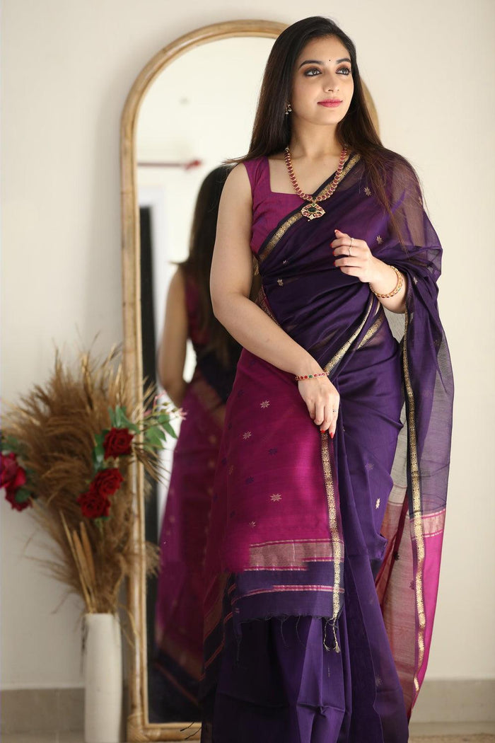 Purple Linan Jacquard Work Saree