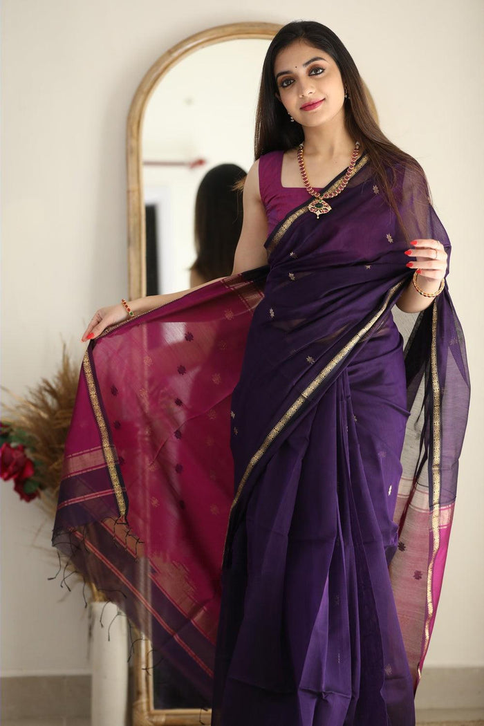 Purple Linan Jacquard Work Saree