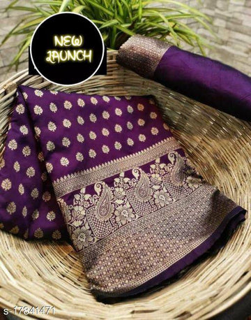 Purple Soft Banarasi Silk Saree