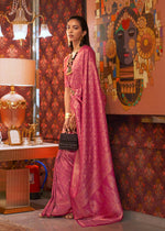 Refreshing Rani Pink Colored Printed Pure Soft Silk Saree - Ibis Fab