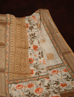 Sophisticated Off White Colored Cotton Linen Designer Printed Saree - Ibis Fab