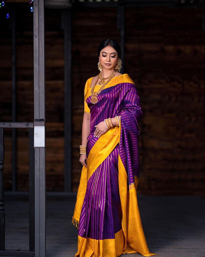 Striped Saree with Contrast Border