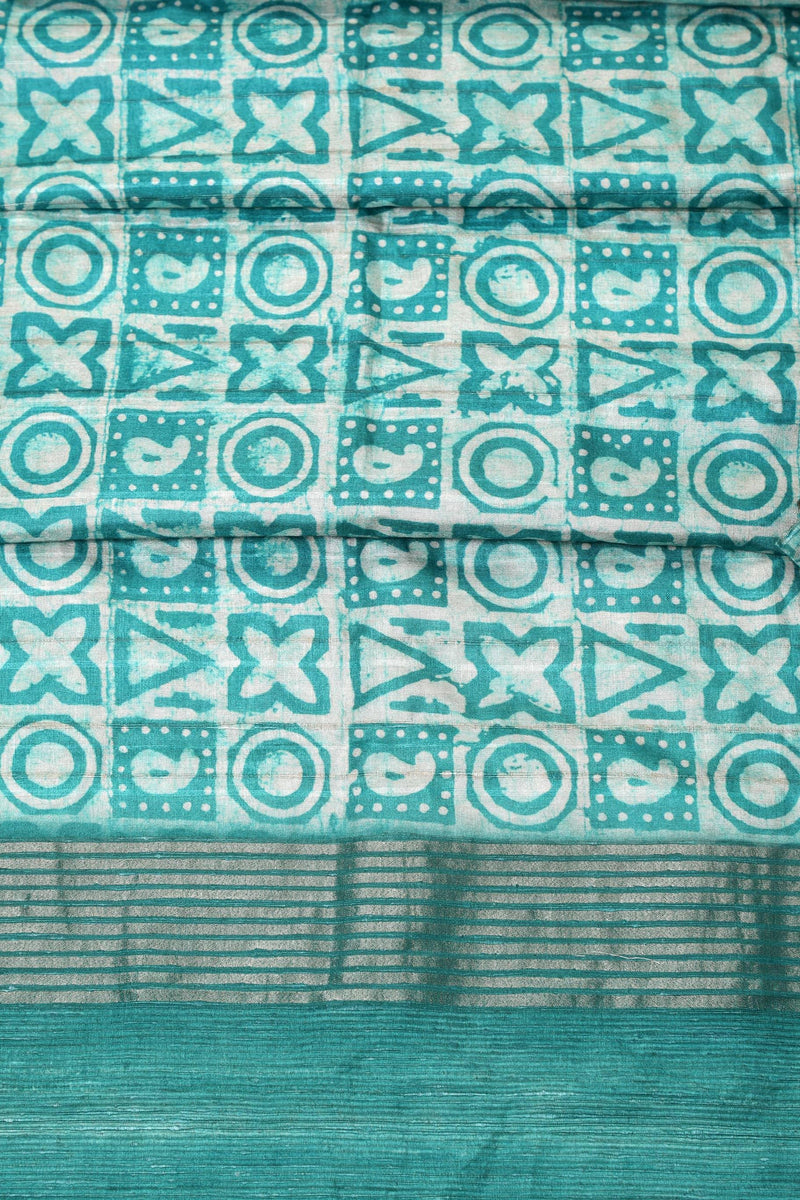 Stunning Sea Green Colored Cotton Linen Designer Printed Saree - Ibis Fab