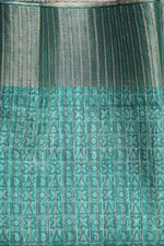 Stunning Sea Green Colored Cotton Linen Designer Printed Saree - Ibis Fab