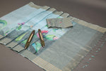 Stunning Sky Blue Colored Cotton Linen Designer Printed Saree - Ibis Fab