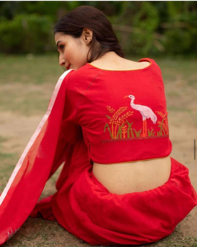 Stylish Designer Linen Saree For Women's & Girl's - Ibis Fab