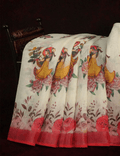 Stylish Off-White Colored Cotton Linen Designer Printed Saree