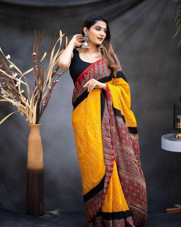 Stylish Soft Maslin Print Saree