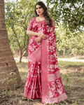 Trendy Rani Pink Colored Jacquard Silk Saree