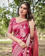 Trendy Rani Pink Colored Jacquard Silk Saree - Ibis Fab