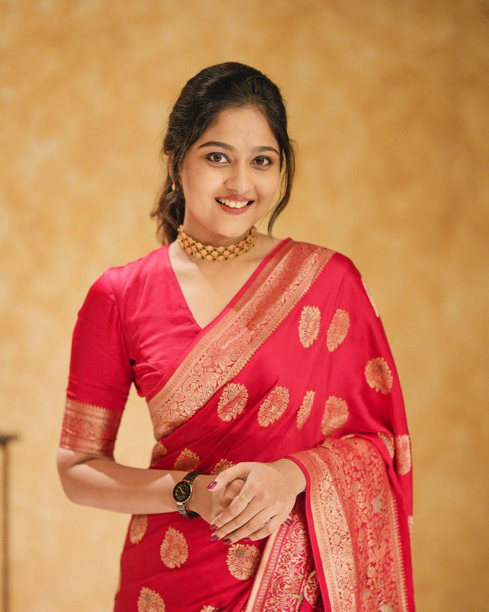 Women Floral Woven Banarasi Silk Kanjeevaram Saree