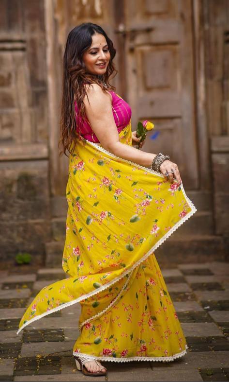 Yellow Color Saree With Un-stitched Blouse - Ibis Fab