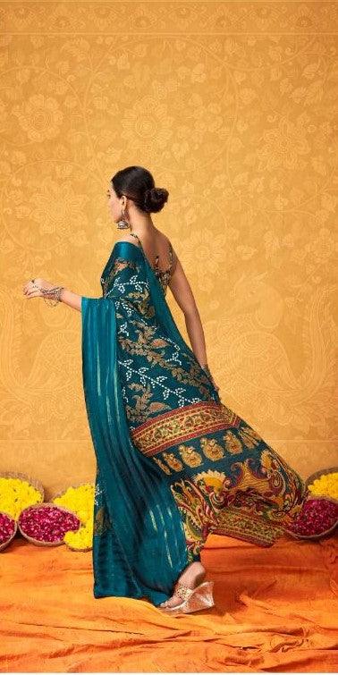 pure silk Classy Night Blue Colour Saree, Shining Party Wear - Ibis Fab