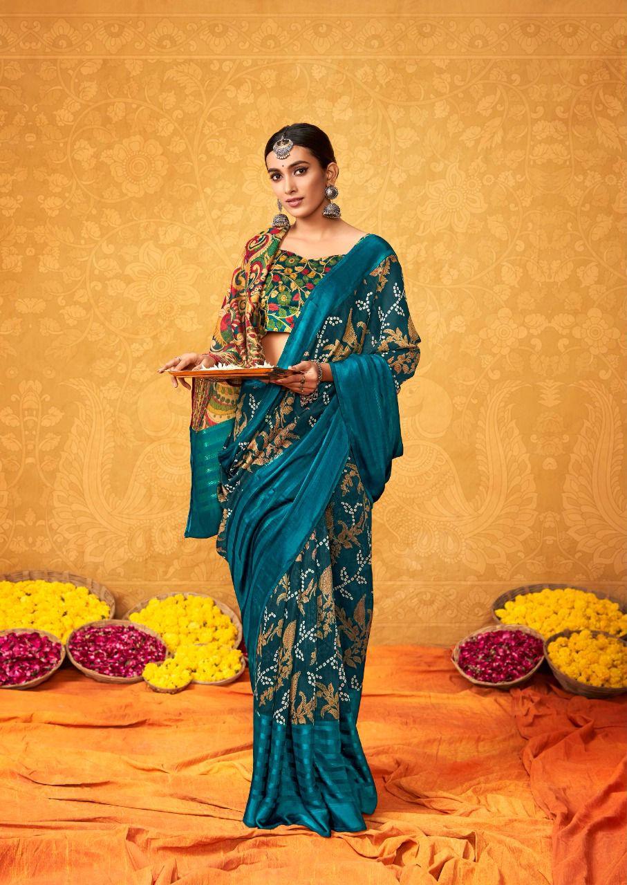 pure silk Classy Night Blue Colour Saree, Shining Party Wear - Ibis Fab