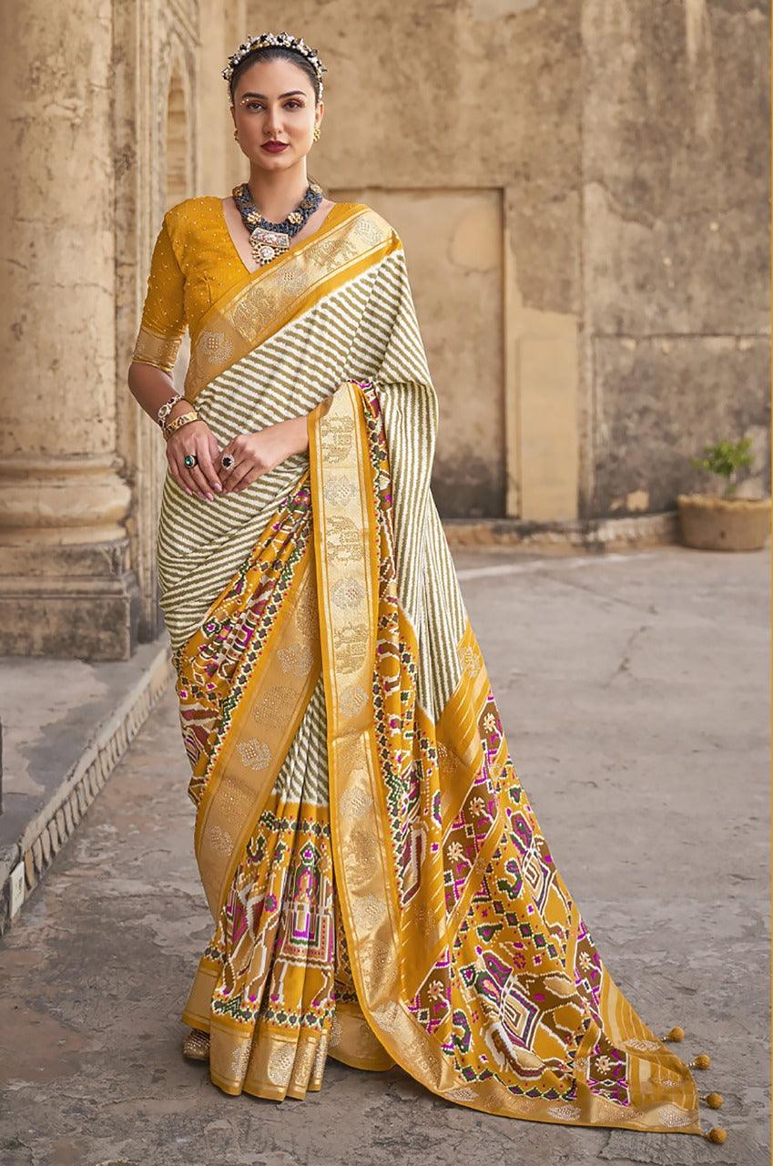 Adorable Silk Classy Yellow Color Saree, Shining Party Wear - Ibis Fab