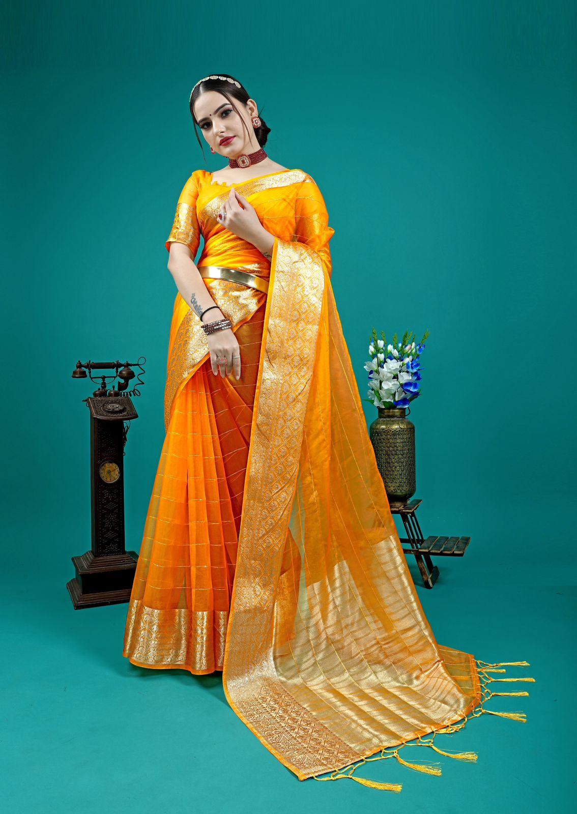 Organza Silk Saree With Attractive Rich Pallu Saree - Ibis Fab