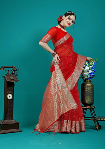 Organza Silk Saree With Attractive Rich Pallu Saree