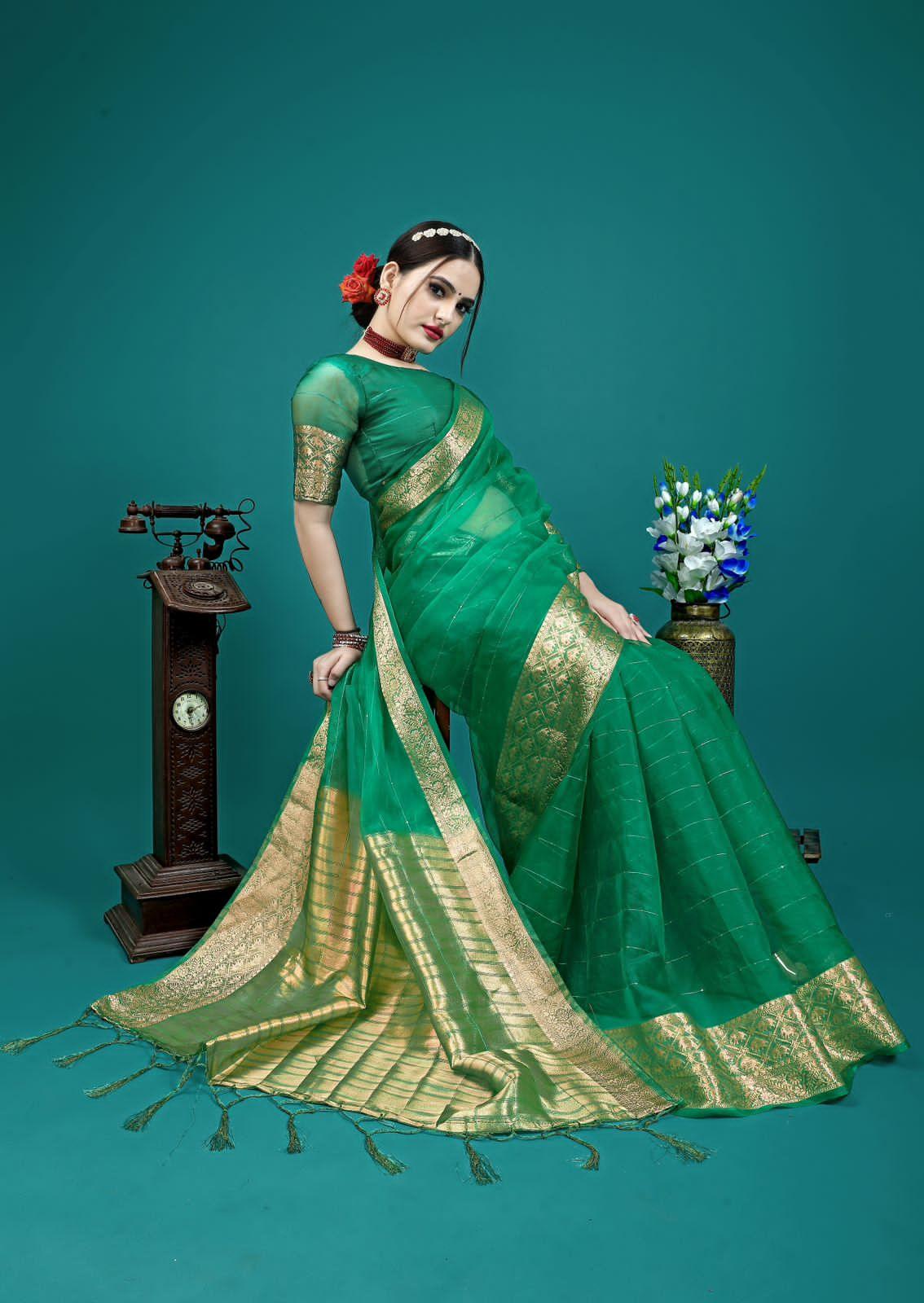 Organza Silk Saree With Attractive Rich Pallu Saree - Ibis Fab