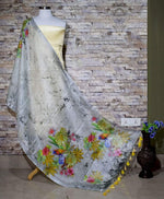 Pleasing Designer Light Grey Digital Linen Dupatta_ - Ibis Fab