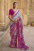 Adorable Silk Classy Dark Pink Color Saree, Shining Party Wear
