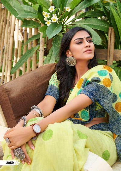 Adorable Yellow Colored Festive Wear Pure Linen Designer Saree - Ibis Fab