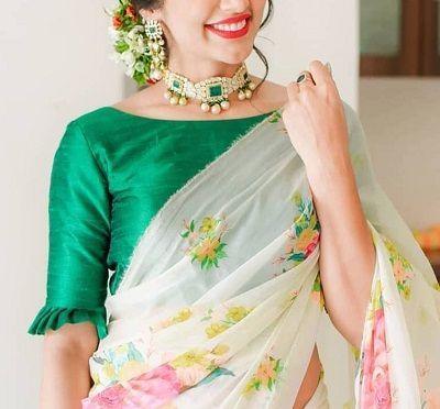 Awesome White Silk Designer Printed Saree - Ibis Fab